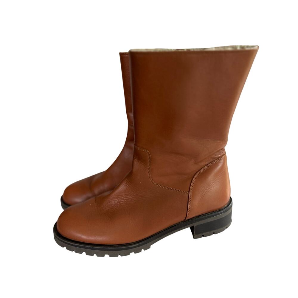 Vintage Carmica Made in Italy Y2K Brown Leather Shearling Lined Boots 9 / 40